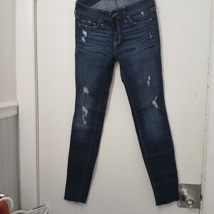 Hollister Dark Blue Distressed Skinny Jeans